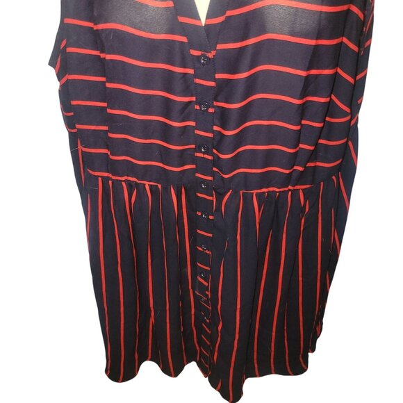 Torrid Sleeveless‎ Black & Red Striped Button-Down Tunic Top Size 2 - Picture 3 of 7